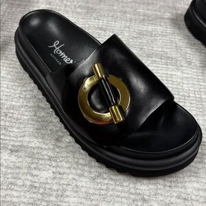 NIB Womens Homers Black Sierra Buckle Sandal EU 38 US Size 8 Slip On Clean Girl